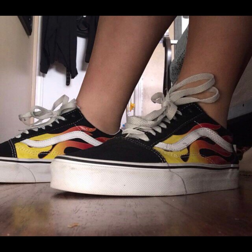 Vans Old School Style Flame/Fire Shoes